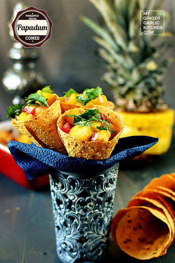 Image of Pineapple Salsa Papadum Cones