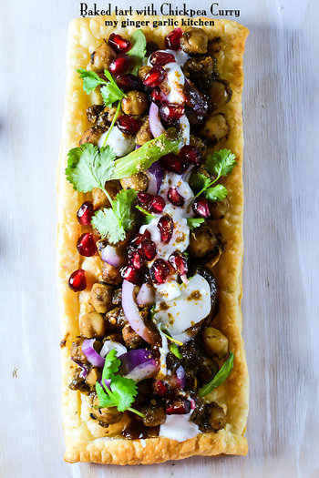 Image of Baked Tart with Chickpea Curry and Tamarind Chutney