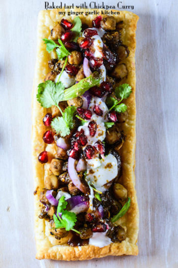 Image of Baked Tart with Chickpea Curry and Tamarind Chutney