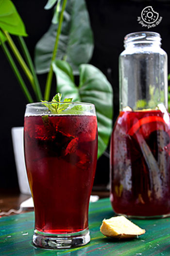 Image of Cherry-Berry Iced Tea With Lemon Mint Ginger And Honey