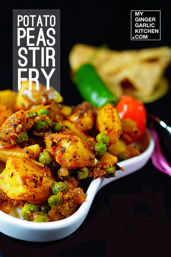 Image of Aloo Matar Dry Sabji - Potato Peas Stir Fry