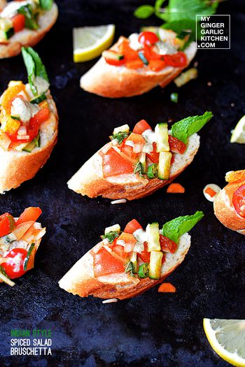 Image of Indian Style Spiced Salad Bruschetta
