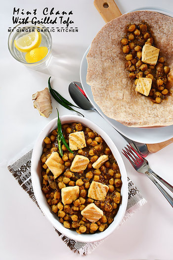 Image of Mint Chana With Grilled Tofu (Vegetarian-Recipe)