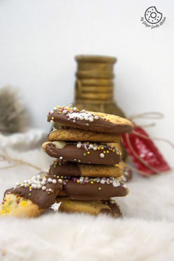Image of Chocolate Dipped Shortbread Cranberry Cookies