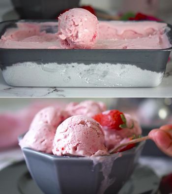 Homemade Strawberry Ice Cream Recipe (Without Ice Cream Maker) | My ...