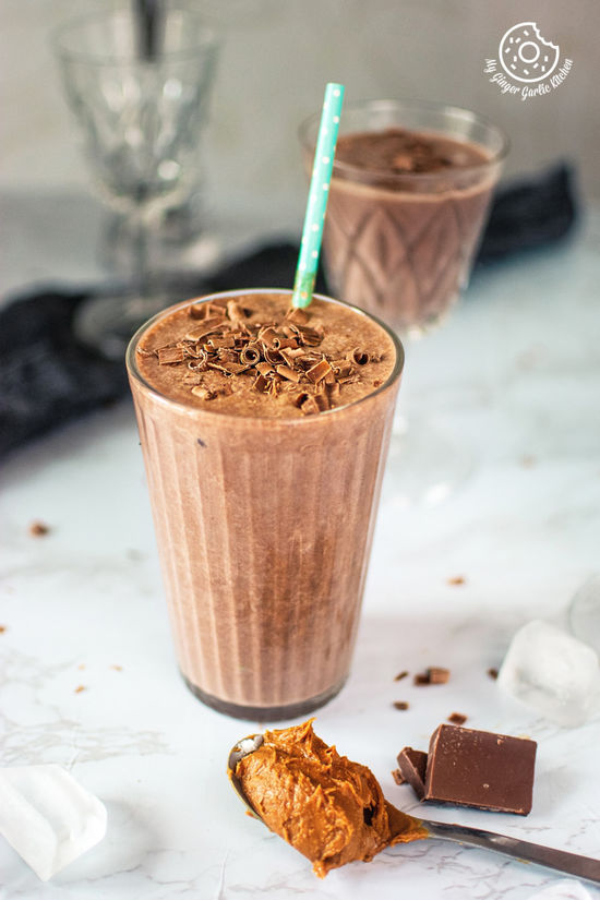 Chocolate Peanut Butter Banana Smoothie | My Ginger Garlic Kitchen