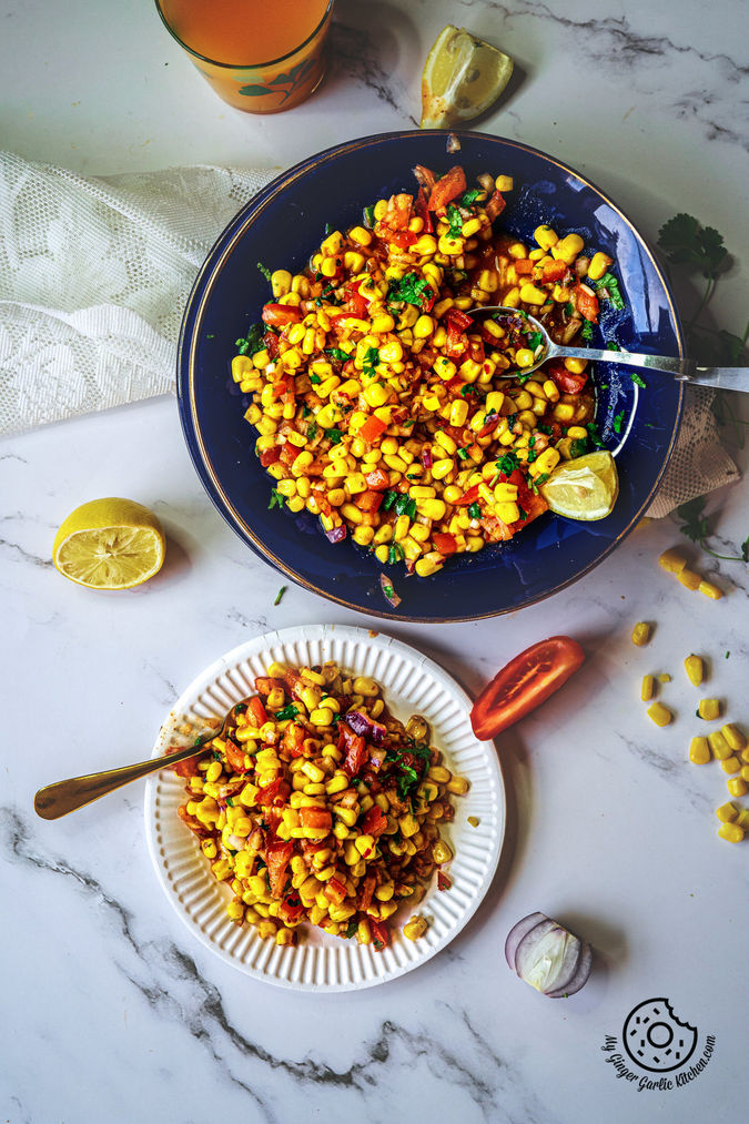 Corn Chaat Recipe Sweet Corn Chaat Masala Corn My Ginger Garlic