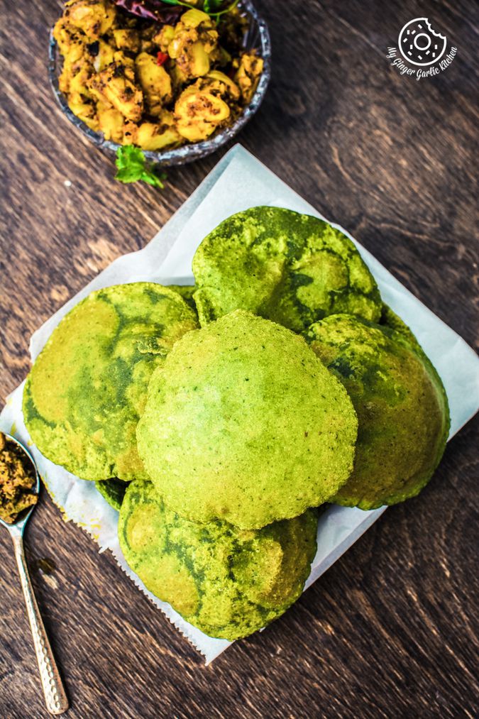 Palak (Spinach) Puri Recipe | Palak Poori (Step-by-step Photo + Video