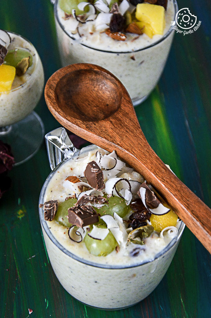 Fruit and Nut Couscous Paneer Pudding with Chocolate My Ginger Garlic