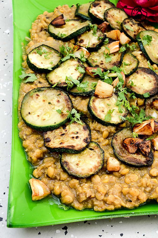 Garlic Roasted Zucchini with Spiced Split Bengal Gram My Ginger