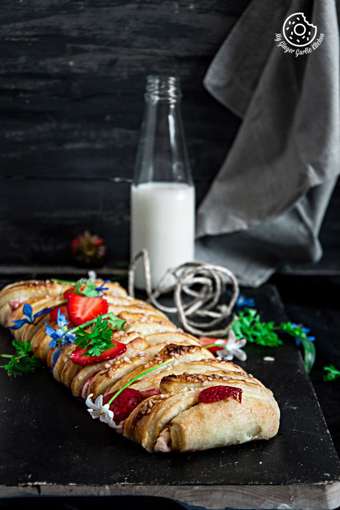 Braided Strawberry Cream Cheese Pastry Recipe Video Easy Dessert My Ginger Garlic Kitchen 1876