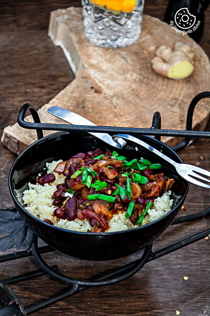 Couscous with Sauteed Mushrooms and Kidney Beans Recipe + Video My