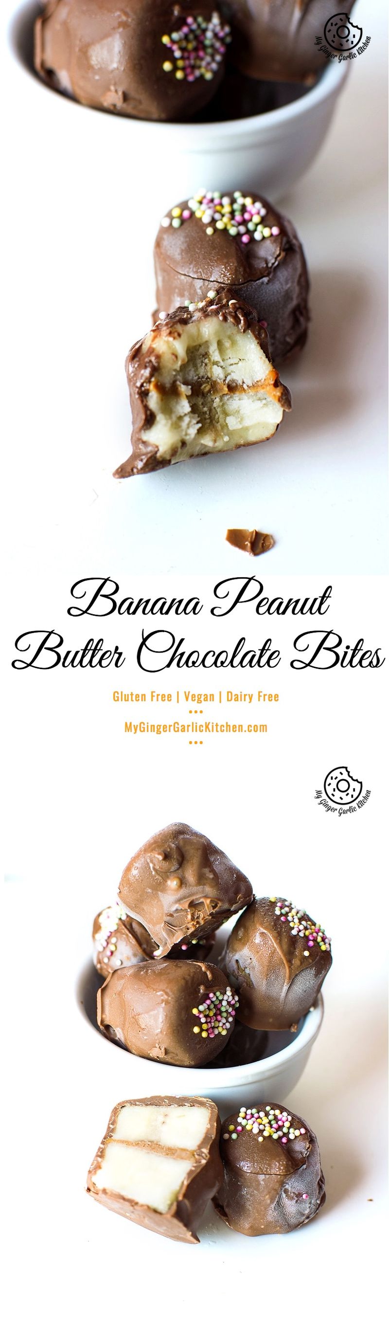 three different pictures of a banana peanut butter bites