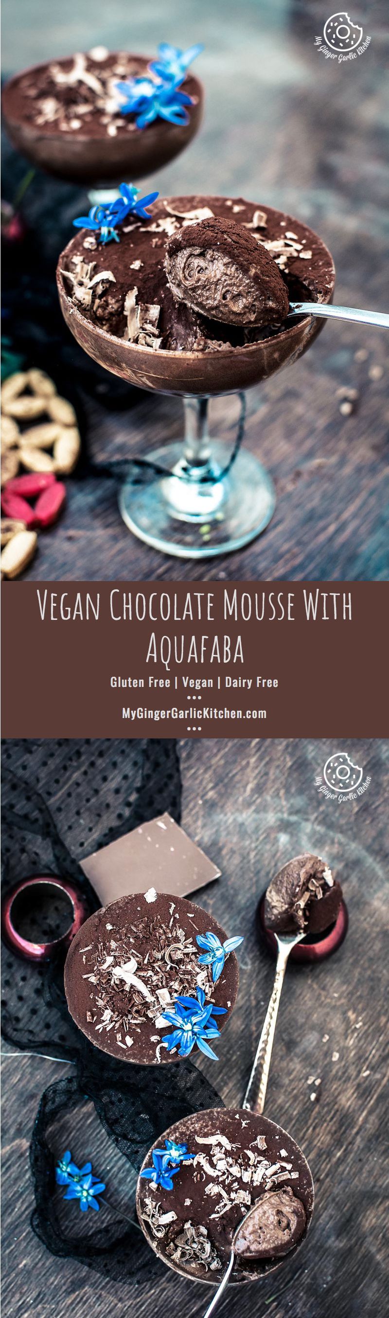a vegan chocolate mousse with aquafaba with a spoon