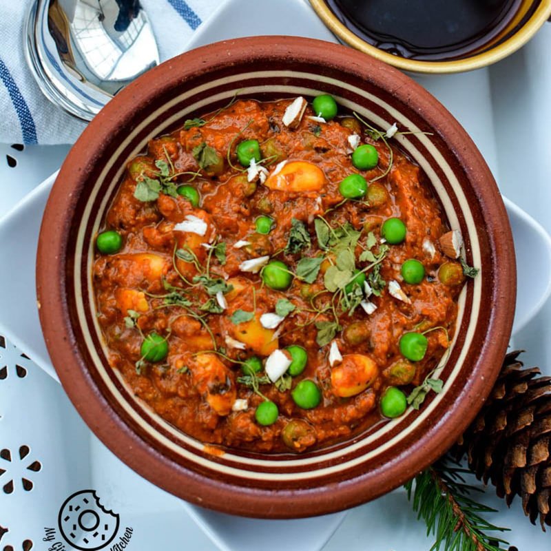 Almond Peas Curry - Matar Badam Curry