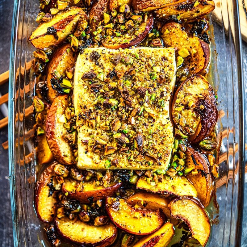 Baked Peach Feta