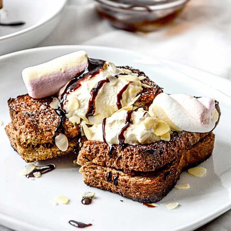 Banana Nutella Stuffed Cardamom Maple Toast Recipe