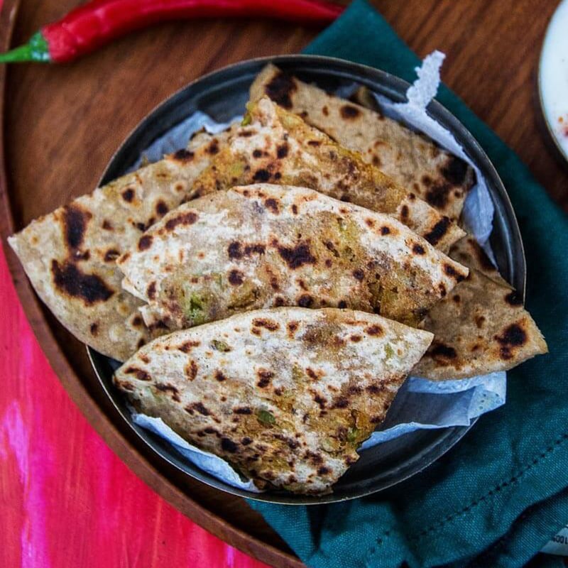 Cabbage Peas Stuffed Paratha - Patta Gobi Ka Paratha