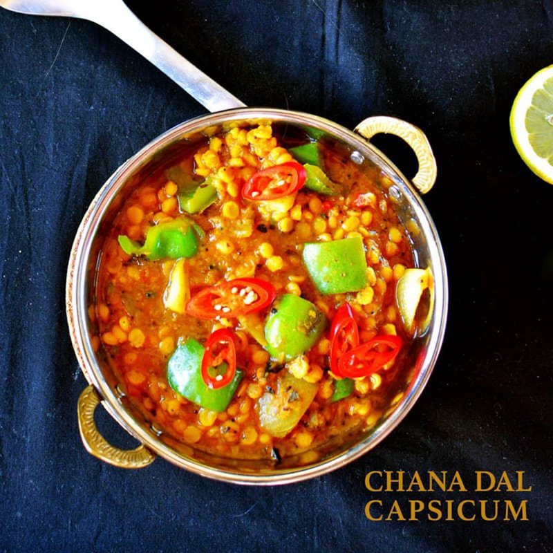 Chana Dal Capsicum Curry (Vegetarian Recipe)