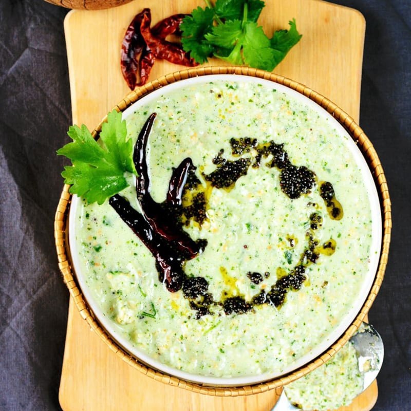 Green Coriander Coconut Chutney Recipe Cilantro Coconut Chutney