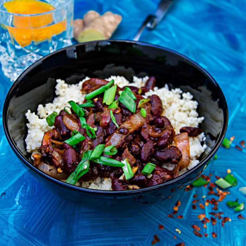 Couscous with Sauteed Mushrooms Kidney Beans - Video
