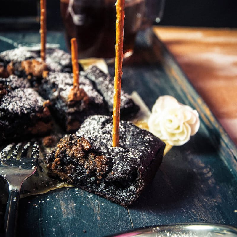 Eggless Banana Peanut Butter Chocolate Brownies