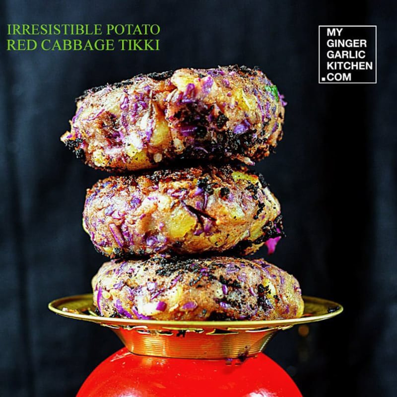 Irresistible Potato Red Cabbage Tikki - Cutlet