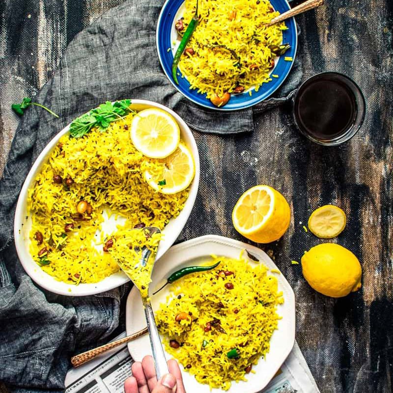 Lemon Rice Recipe + Video | South Indian Lemon Rice