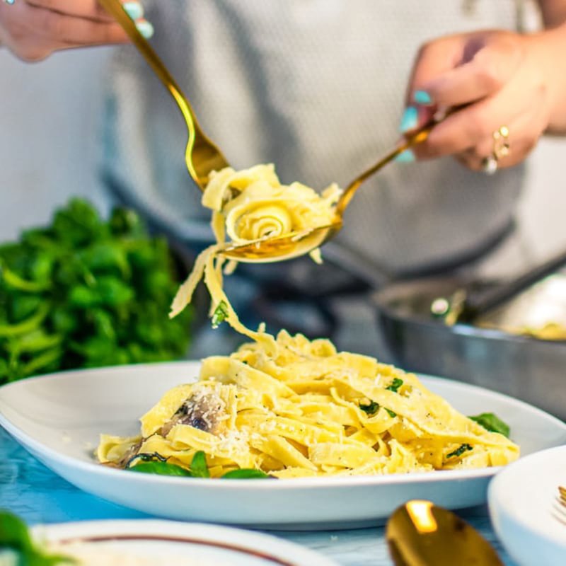 Mushroom Fettuccine with Alfredo Sauce