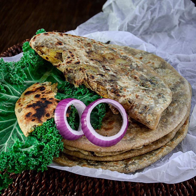 Mushroom Kale Stuffed Paratha (Video)