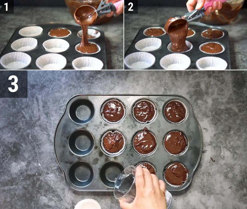 Image of the recipe cooking step-1-7 for 2 Ingredient Chocolate Muffins