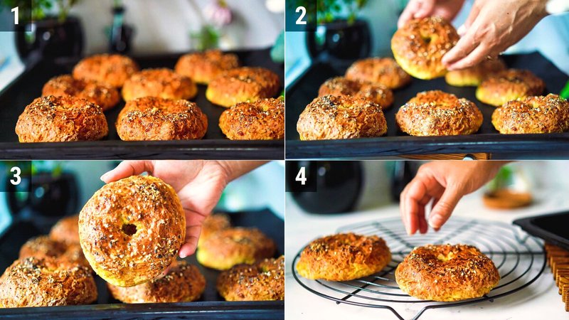 Image of the recipe cooking step-1-4 for 2 Ingredient Cottage Cheese Bagel