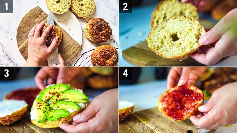 Image of the recipe cooking step-1-5 for 2 Ingredient Cottage Cheese Bagel
