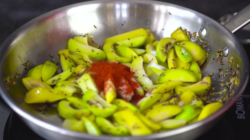 Image of the recipe cooking step-1-9 for Aam Ki Launji | Sweet and Spicy Raw Mango Chutney