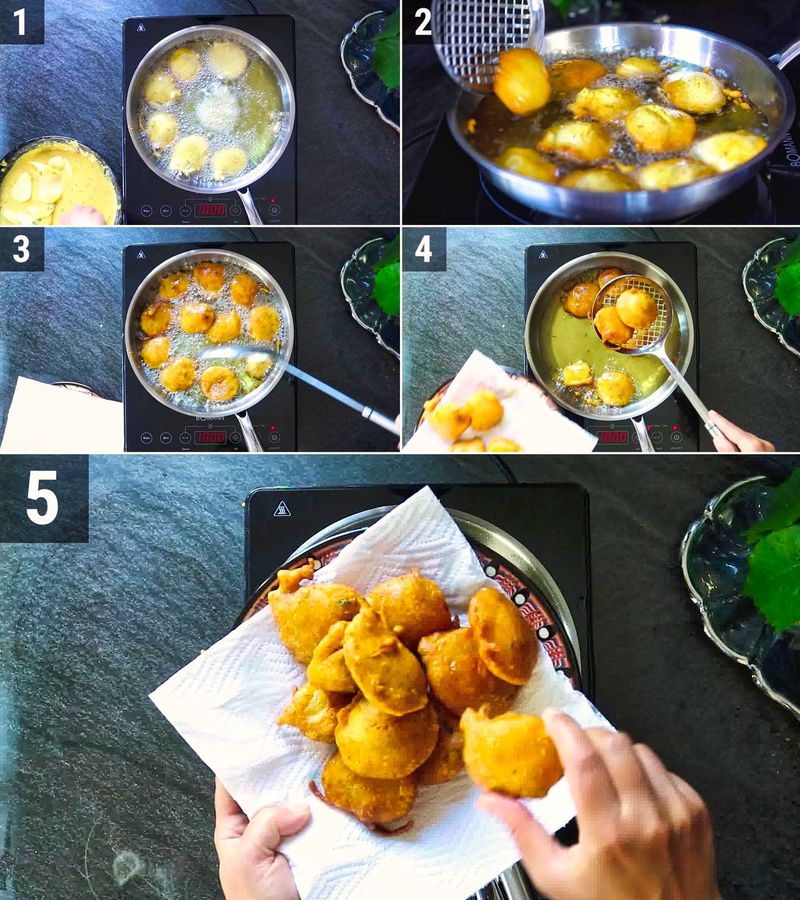 Image of the recipe cooking step-1-5 for Aloo Pakora