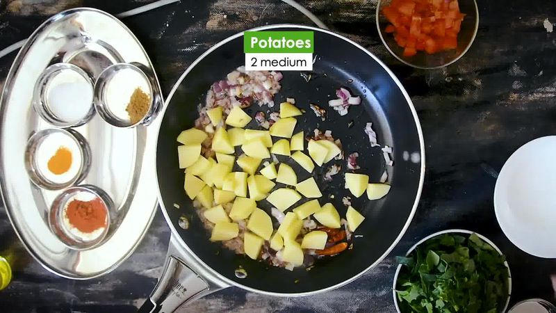 Image of the recipe cooking step-1-6 for Aloo Palak - Spinach Potato Stir Fry