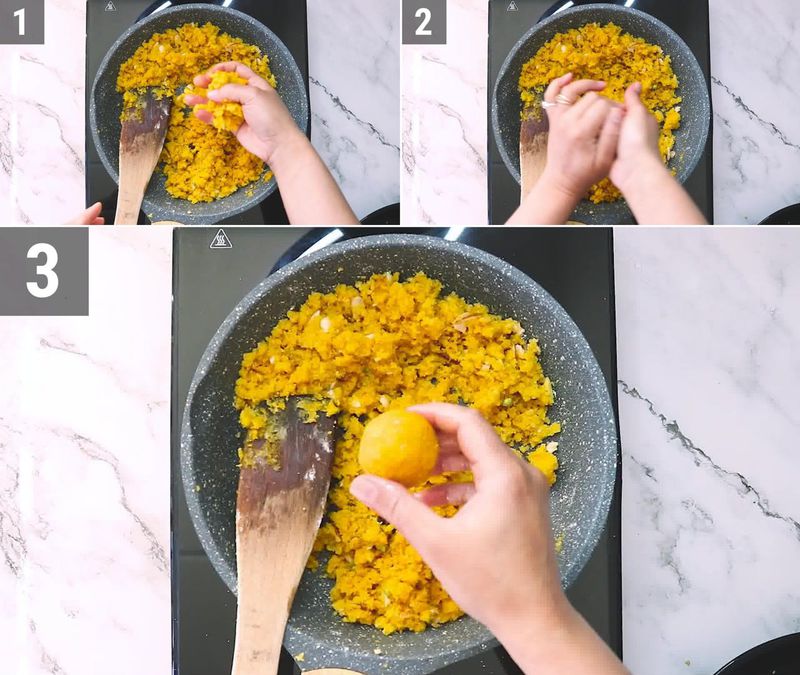 Image of the recipe cooking step-4-4 for Badam Ladoo
