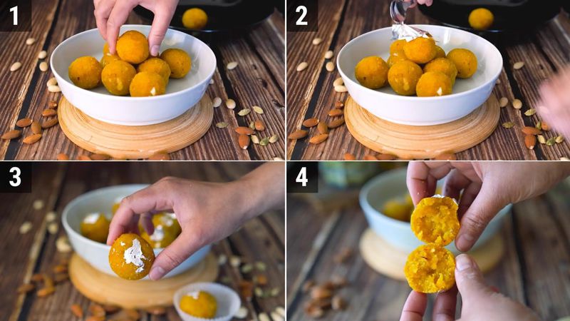 Image of the recipe cooking step-4-5 for Badam Ladoo