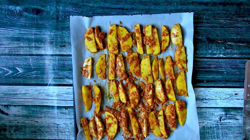Image of the recipe cooking step-1-11 for Spiced Crispy Baked Masala Potato Wedges