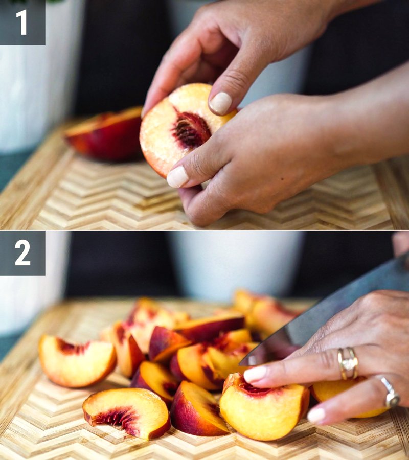 Image of the recipe cooking step-1-1 for Baked Peach Feta