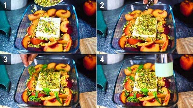 Image of the recipe cooking step-1-5 for Baked Peach Feta