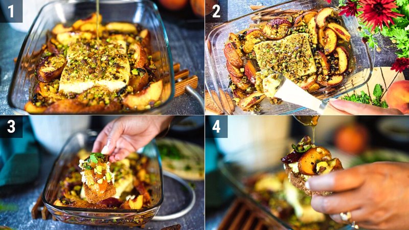 Image of the recipe cooking step-1-7 for Baked Peach Feta