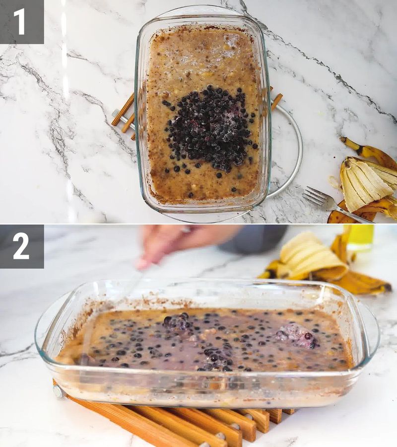 Image of the recipe cooking step-1-4 for Banana Blueberry Baked Oatmeal