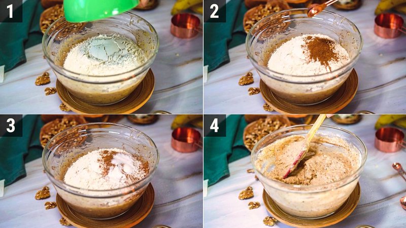 Image of the recipe cooking step-1-3 for Banana Date Walnut Cake