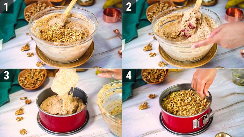 Image of the recipe cooking step-1-4 for Banana Date Walnut Cake