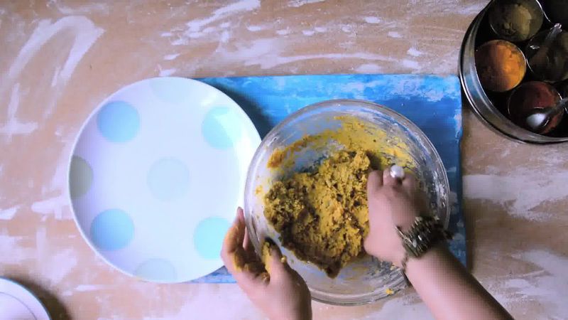 Image of the recipe cooking step-1-2 for Rajasthani Gatta Curry Recipe - Besan Ke Gatte Ki Sabzi