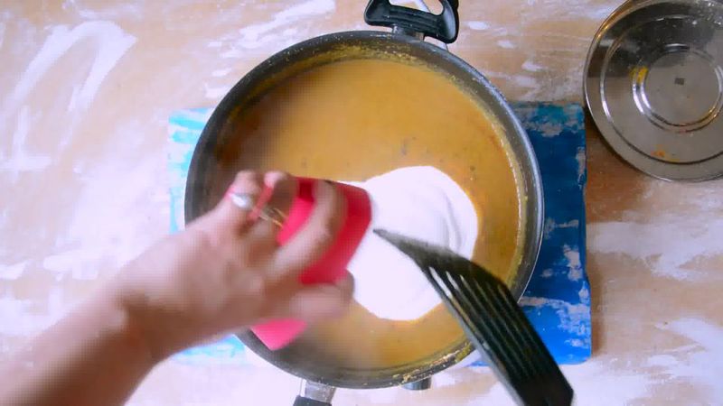 Image of the recipe cooking step-2-6 for Rajasthani Gatta Curry Recipe - Besan Ke Gatte Ki Sabzi