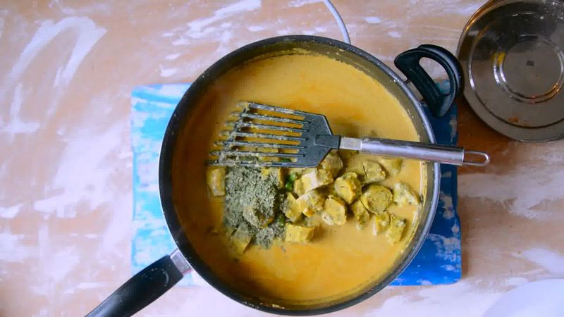 Image of the recipe cooking step-2-7 for Rajasthani Gatta Curry Recipe - Besan Ke Gatte Ki Sabzi