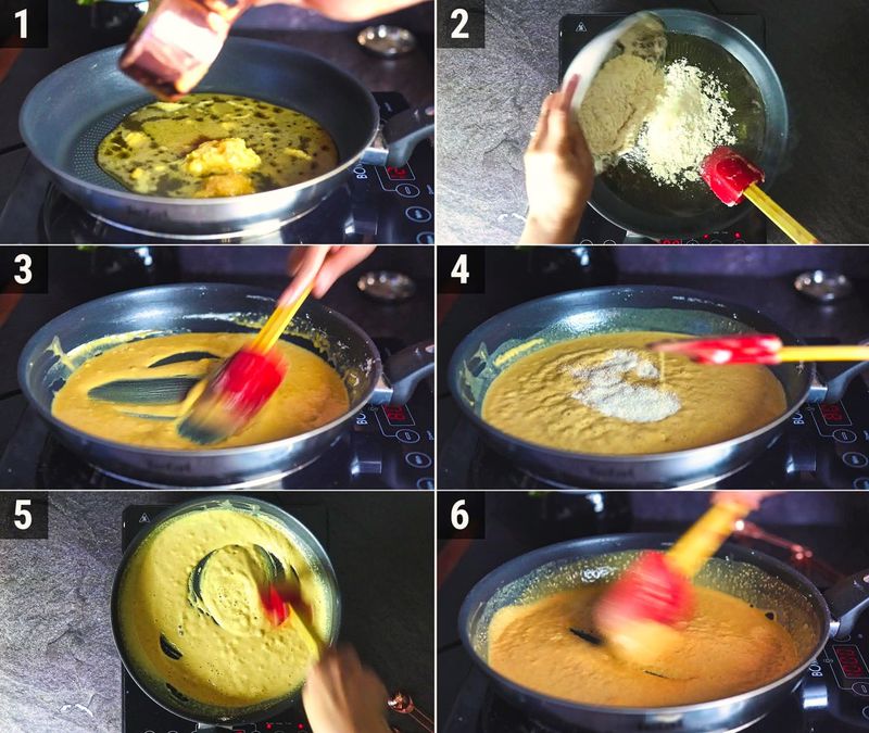 Image of the recipe cooking step-1-2 for Besan Halwa