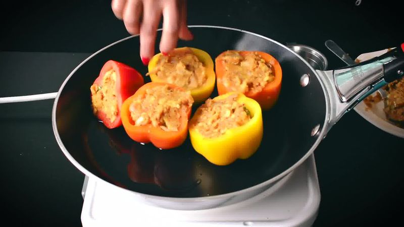 Image of the recipe cooking step-4-1 for Bharwa Shimla Mirch - Potato Stuffed Bell Peppers